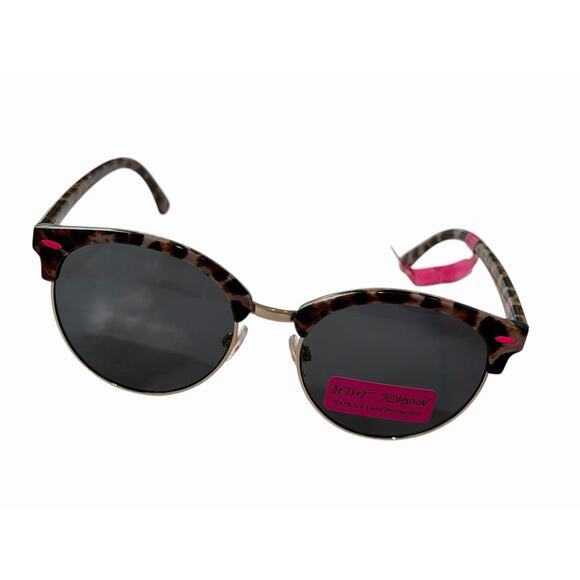 Betsey Johnson Round Sunglasses Leopard Brown Frame Black Lens SR1122 main image 7